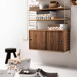 Outlet Skåp m skjutdörrar 78x20x37 grå String Skåp & Fällbord