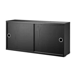 Clearance Skåp m skjutdörrar 78x20x37 svartbetsad String Skåp & Fällbord