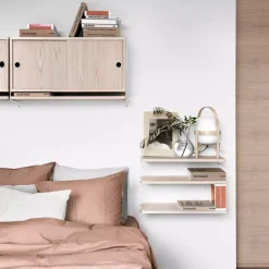 Clearance Skåp m skjutdörrar 78x20x37 svartbetsad String Skåp & Fällbord