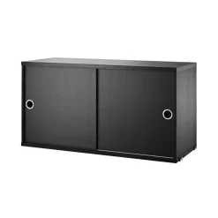 Sale Skåp m skjutdörrar 78x30x42 svartbetsad String Skåp & Fällbord