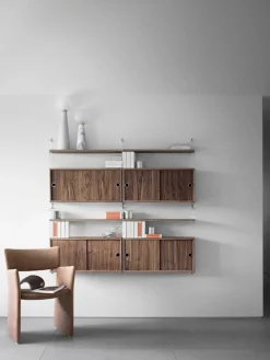 Hot Skåp m skjutdörrar 78x20x37 valnöt String Skåp & Fällbord