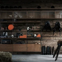 Best Skåp m skjutdörrar 78x30x42 valnöt String Skåp & Fällbord