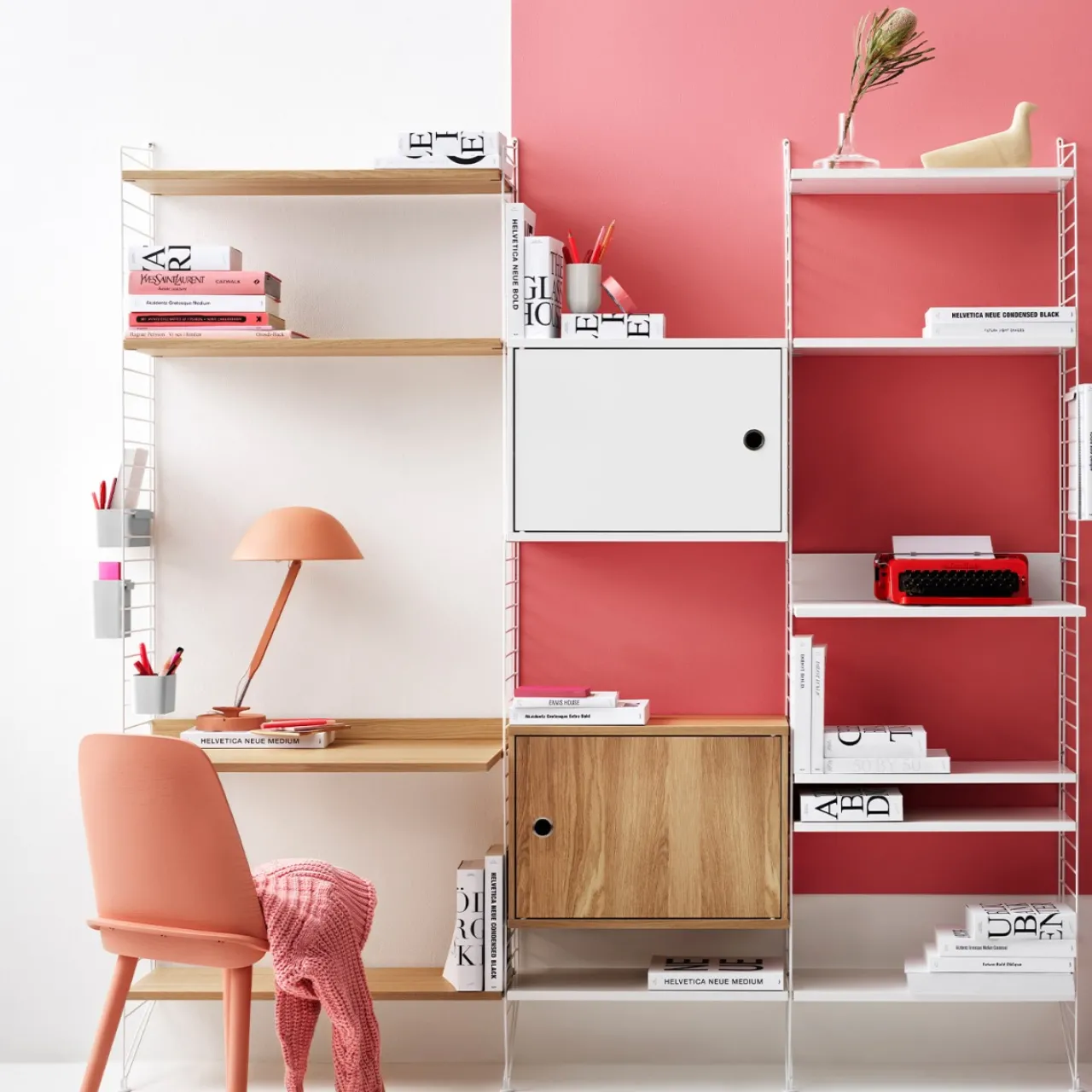 Clearance Skåp med dörr 58 x 30 x 42 cm Beige String Skåp & Fällbord