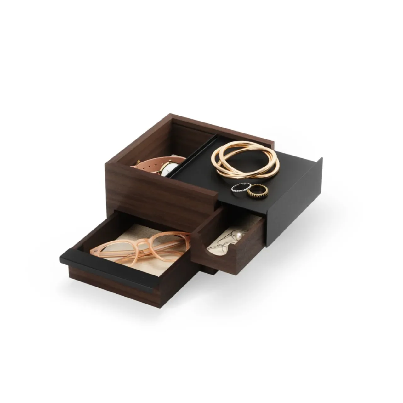 New Smyckeslåda Svart/valnöt Smyckesskrin|Småförvaring