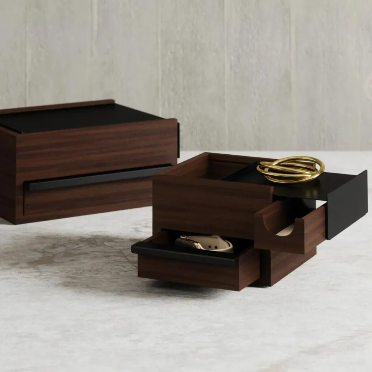 New Smyckeslåda Svart/valnöt Smyckesskrin|Småförvaring