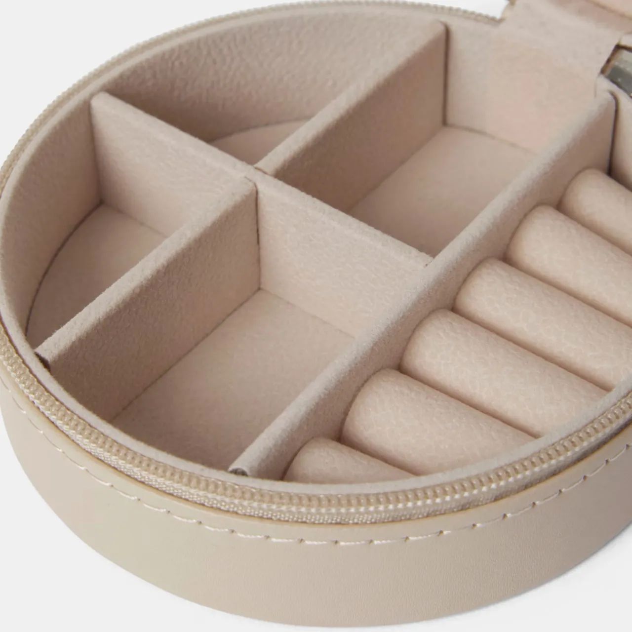 Clearance Smyckesskrin Jackie rund beige Smyckesskrin|Småförvaring
