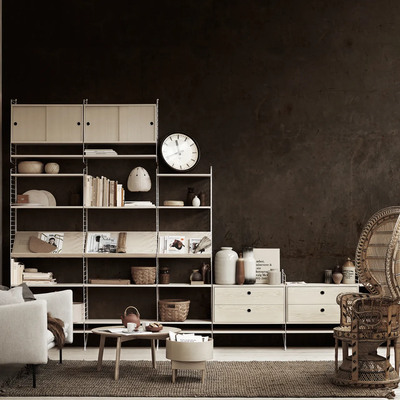 Sale Tidskriftshylla Trä 58x30 ask String Hyllplan