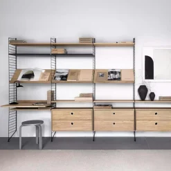 Clearance Tidskriftshylla Trä 58x30 grå String Hyllplan