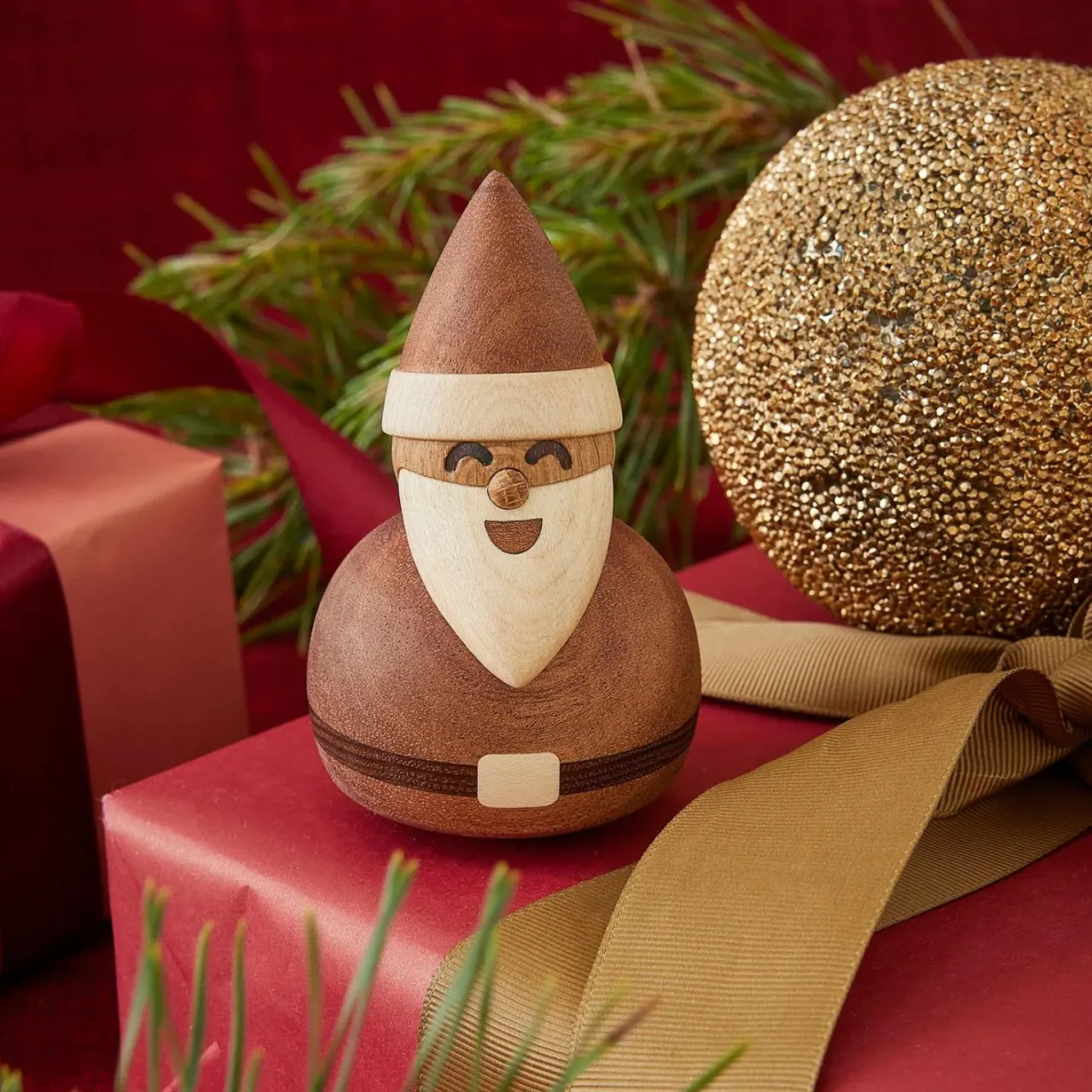 Träfigur Santa 10cm Novent|Julfavoriter