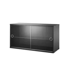 Clearance Vitrinskåp 78x30x42 svartbetsad String Skåp & Fällbord