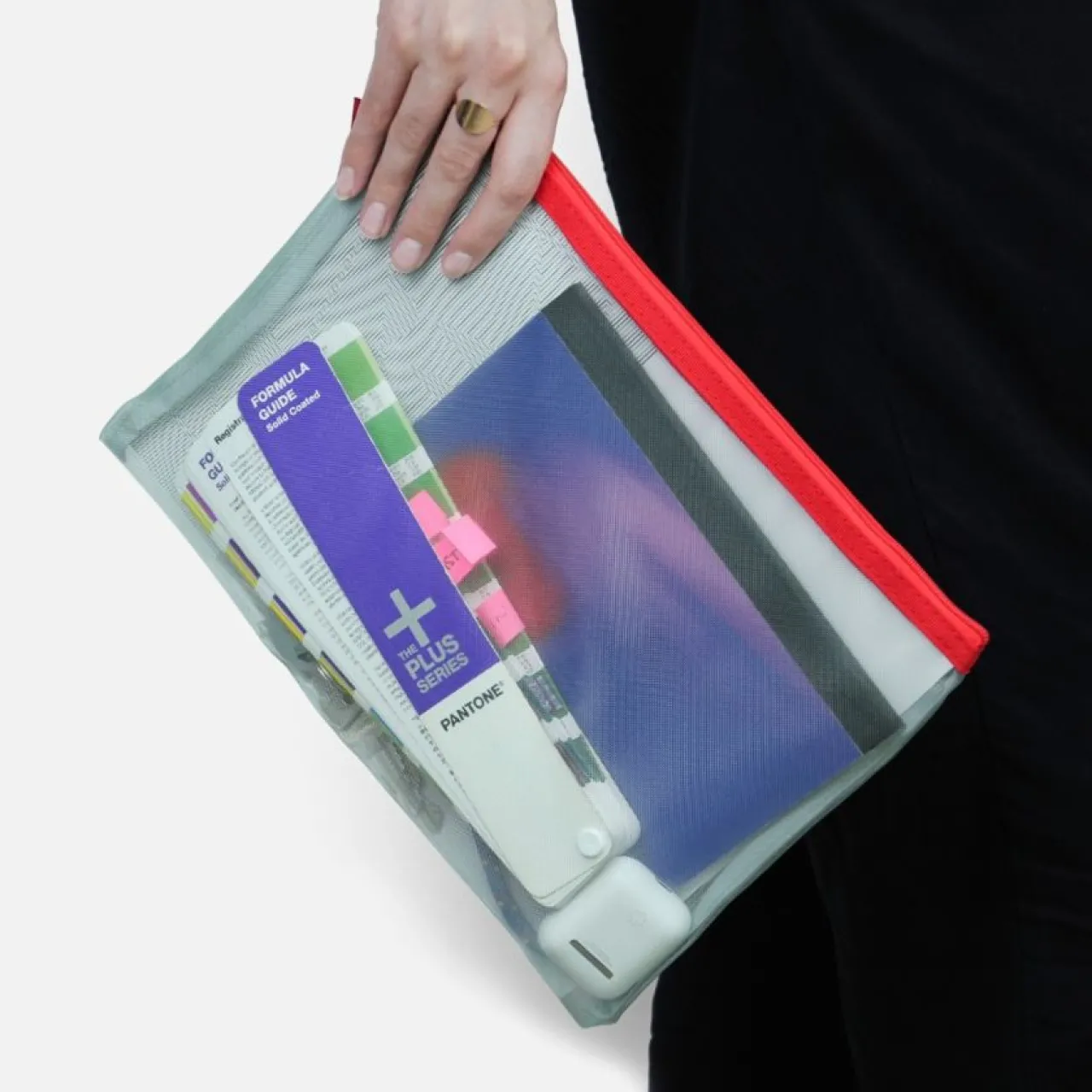 Clearance Väska nät L Grön/Röd Necessär|Skrivbordstillbehör