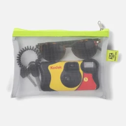 Outlet Väska nät S grå, lime dragkedje Necessär|Skrivbordstillbehör